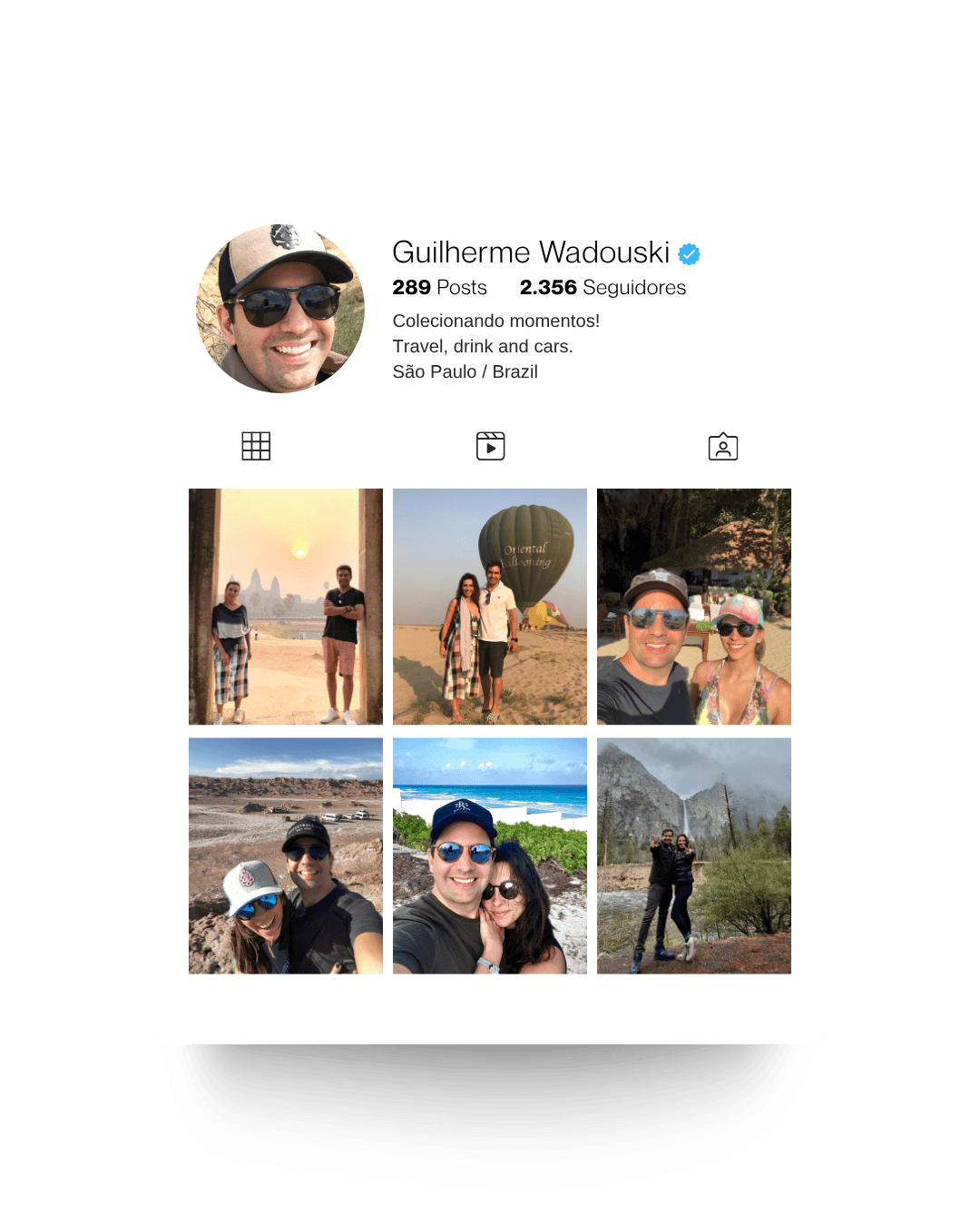Perfil do Instagram de Guilherme Wadouski antes do posicionamento profissional